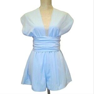 Reverse Fashion Deep V Neck Convertible Halter Romper Medium M